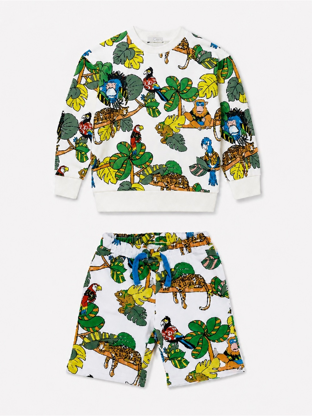 Matching 2 pcs. Sweatshirt & Shorts Set Stella McCartney Jungle Print Size 8 Boy